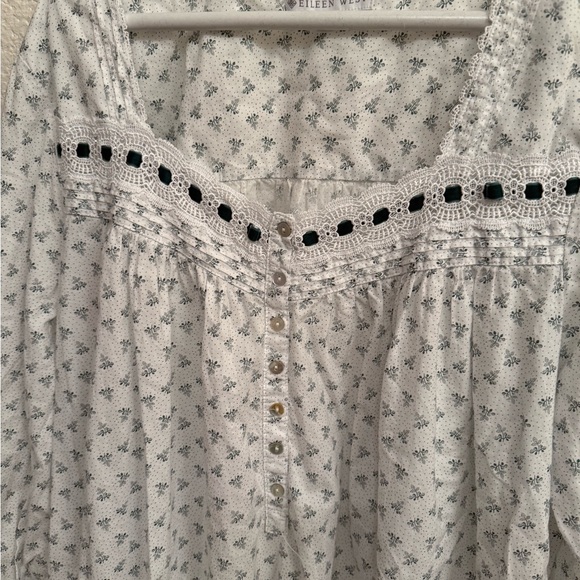 Eileen West Ballet Night Gown Long Sleeve 100% Cotton, Lace with velvet ribbon - Picture 13 of 15